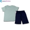 Baby T-Shirt With Shorts Set - Turquoise & Navy Blue