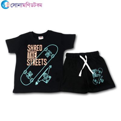 Baby T-Shirt With Shorts Set - Black
