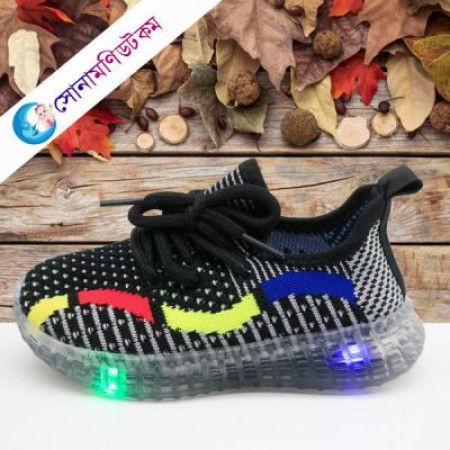 Baby Sports Shoes LED - Black | at Sonamoni BD