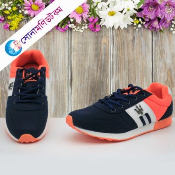 Baby Sneakers – Navy Blue and Orange 
