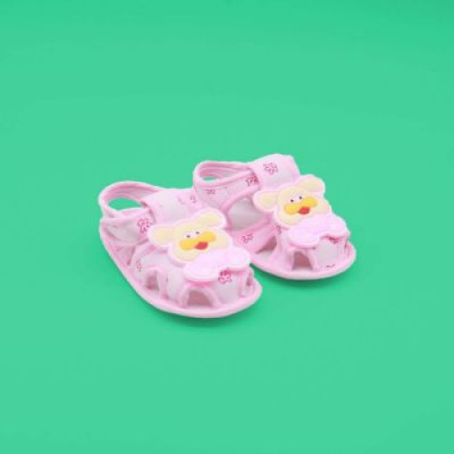 Baby Cloth Sandal Dog Applique - Pink