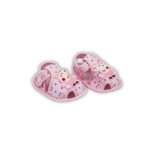 Baby Cloth Sandal Pig Applique - Pink