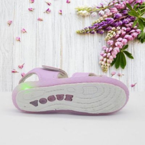 Girls Sandal Flower Applique - Light Violet