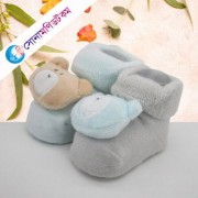 Baby Socks (2 Pair) – Gray and Turquoise
