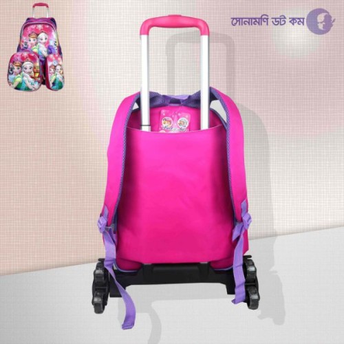 Trolley School Bag Frozen Print - Pink