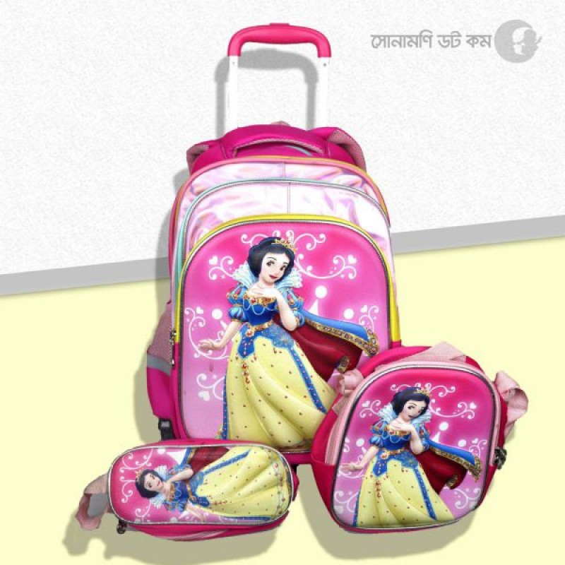 Trolley School Bag Snowwhite Print - Pink