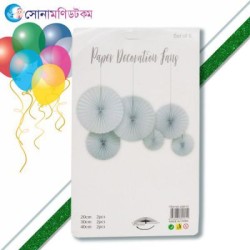 Birthday Fans Party Decoration- 6 piece-white