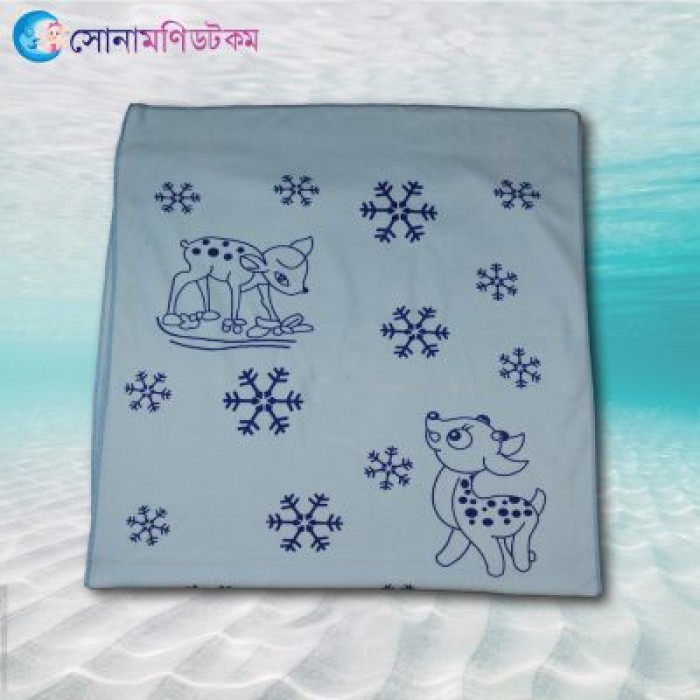 Baby Towel Deer Print - Sky Blue | at Sonamoni BD
