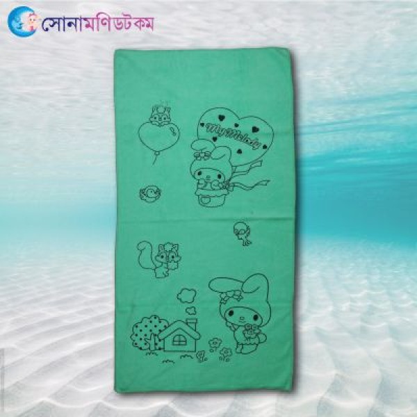 Baby Towel Cartoon Print - Turquoise