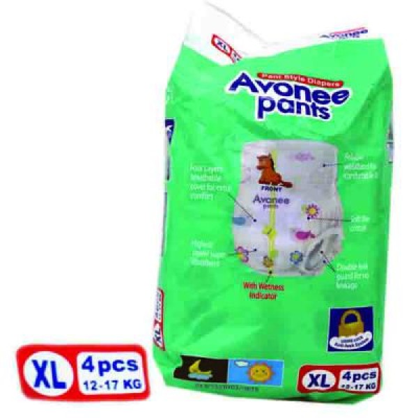 Avonee Pants Diaper - (XL) - 4 pcs (12 - 17 kg) - Bangladesh