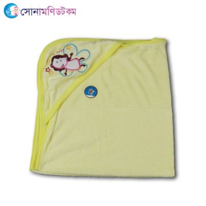 Hooded Baby Towel Angel Print - Yellow | at Sonamoni BD