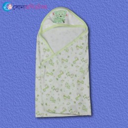 Hooded Baby Towel Cat Print - Green