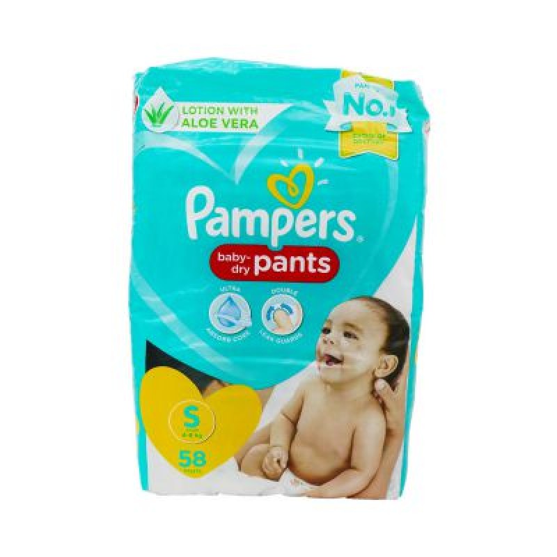Pampers Pants Diaper (S)  - 58 pcs (4 - 8 kg) - India | Baby Diapers | DIAPERING at Sonamoni.com