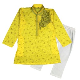 Kids Panjabi and Pajama Set - Yellow
