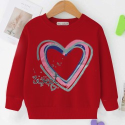 Baby Sweat Shirt Love Printed-Red Color