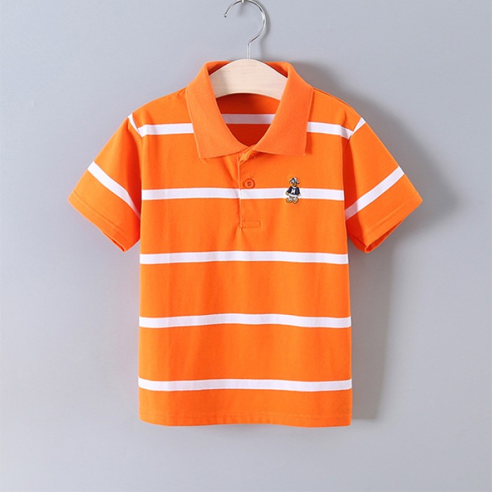 Boys Short-sleeve Cotton Polo T-Shirt - Orange | at Sonamoni BD