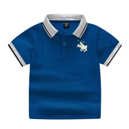 Boys Short Sleeve Cotton Polo Shirt-Royal Blue Color