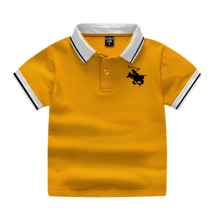 Boys Half Sleeve Solid Polo Shirt - Yellow Color | at Sonamoni BD
