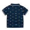 Boys Short Sleeve Printed Cotton Polo Shirt-Navy Blue Color | at Sonamoni BD
