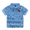 Boys Short Sleeve Printed Cotton Polo Shirt-Sky Blue Color