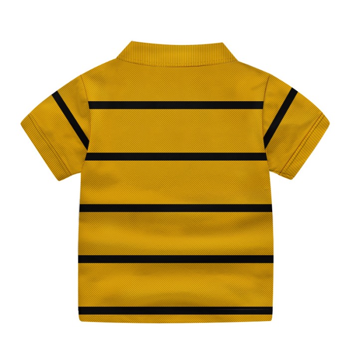Boys Cotton Striped Half Sleeves Polo T-Shirt - Yellow