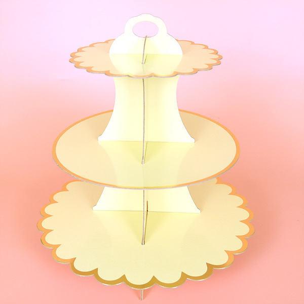 Three-Layer Paper Cake Stand - Yellow