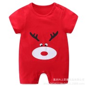 Baby Pure Cotton Thin Section Closed-File Romper - red deer