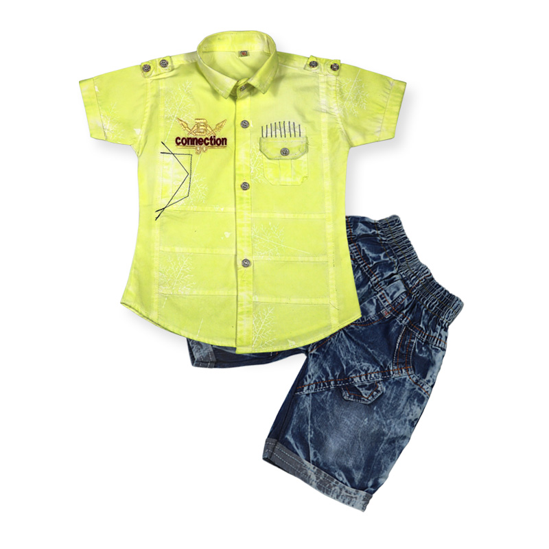 Half Sleeves Shirt & Pant Set – Yellow