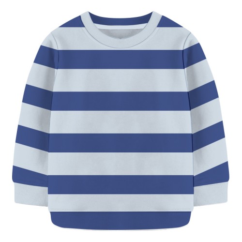 Kids Sweat Shirt- White and Blue Large Stripe