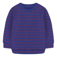 Baby Sweat Shirt- Navy Blue And Maroon Stripe