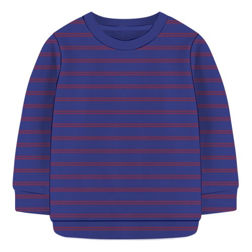 Baby Sweat Shirt- Navy Blue And Maroon Stripe