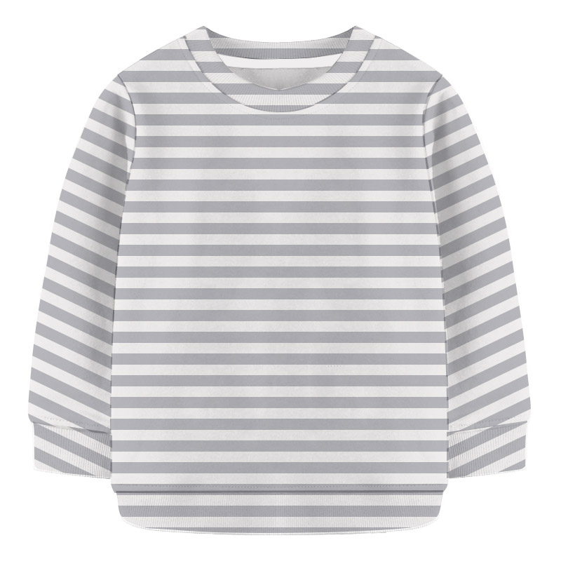 Kids Sweat Shirt- Cream & gray Stripe