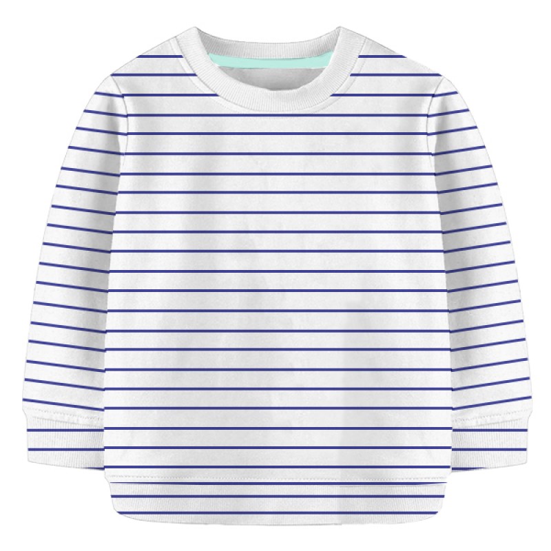 Baby Sweat Shirt- Gray & navy  Blue Stripe
