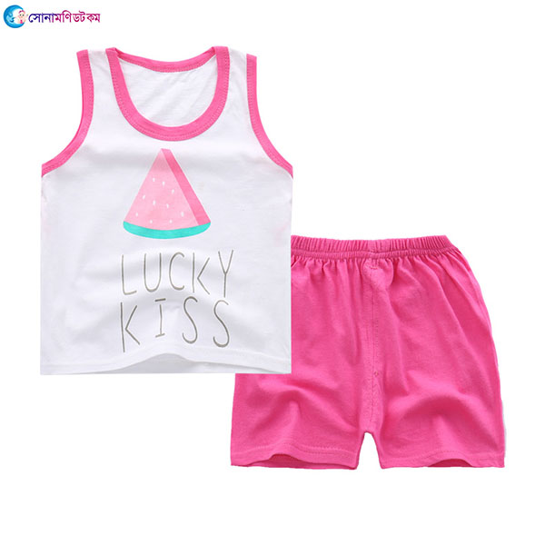 Baby Vest and Shorts Set - White and Pink