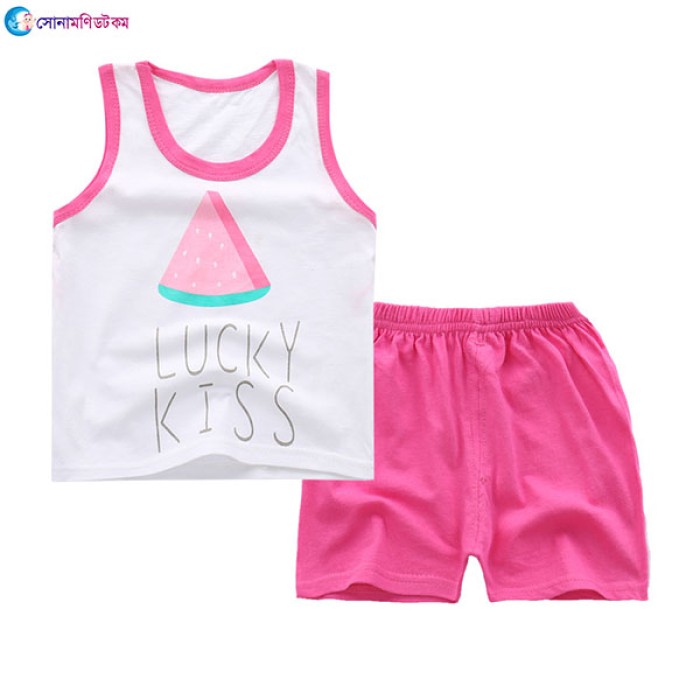 Baby Vest and Shorts Set - White and Pink | at Sonamoni BD