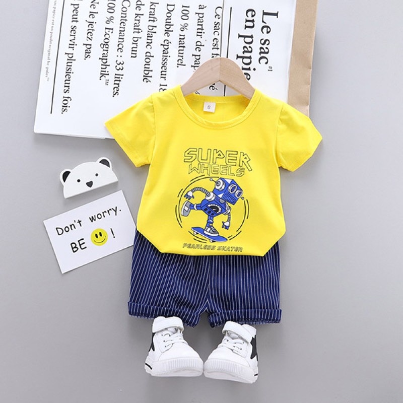 Baby T-Shirt & Shorts Set - Yellow Robot