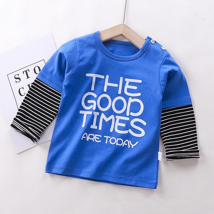 Baby Cotton Long Sleeved T-Shirt - Blue