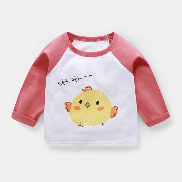 Baby Long-sleeved T-shirt Chicken Print - White Red | at Sonamoni BD