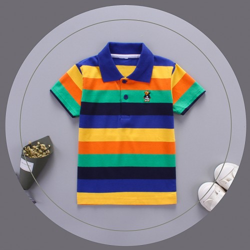 Summer short-sleeved striped lapel Polo shirt - Multicolor
