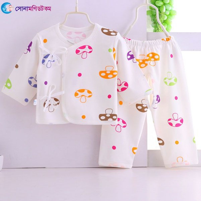Newborn Baby Dress Set -White  Print