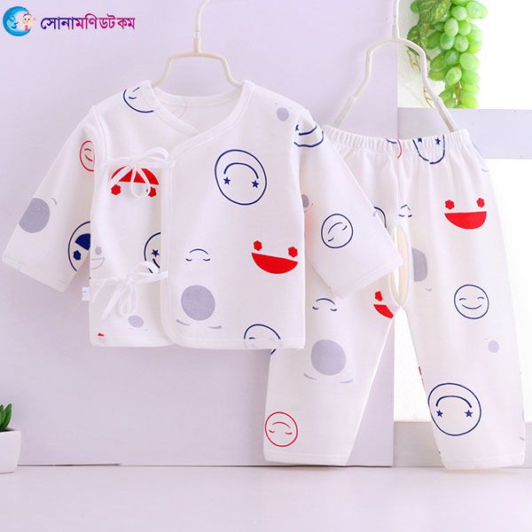 Newborn Baby Dress Set -White Print