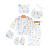 NewBorn Baby Six Piece Suit Dress-Blue Letter Bear