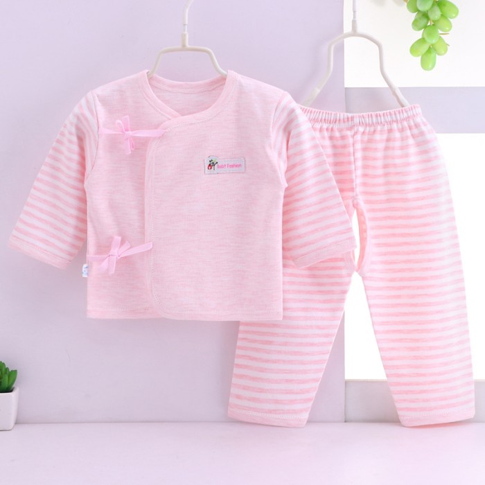 Newborn Baby Cotton Dress Set - Light Pink