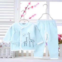 Baby Pure cotton lace-up baby clothes - Blue Giraffe