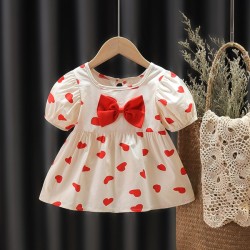 Baby Frock Western Style - Cream & Red