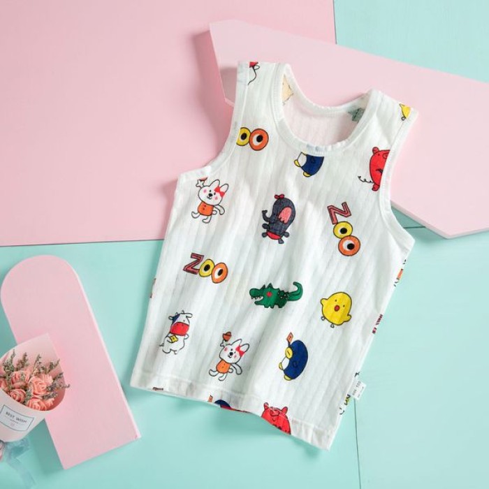 Baby Sleeveless T-Shirt Animal Park Print - White | at Sonamoni BD
