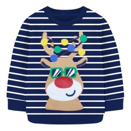Boys Sweater -Naby Blue and White Stripe