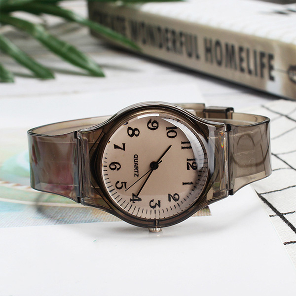 Fashionable Transparent Color Watch - Black