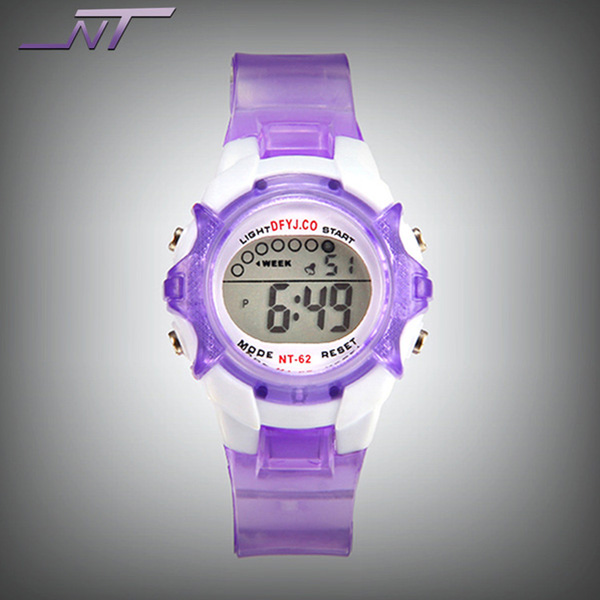 Waterproof Multifunctional Electronic Watch - Transparent Purple