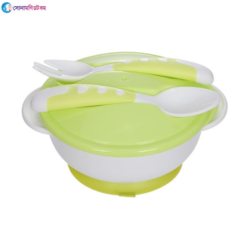 Baby Cup Bowl with Spoon & Forck Green Color